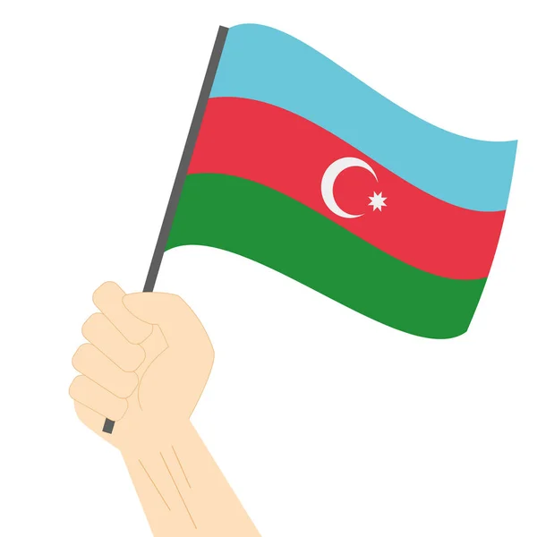 Сторони-Холдинг і підвищення Національний прапор Azerbaiyan — стоковий вектор