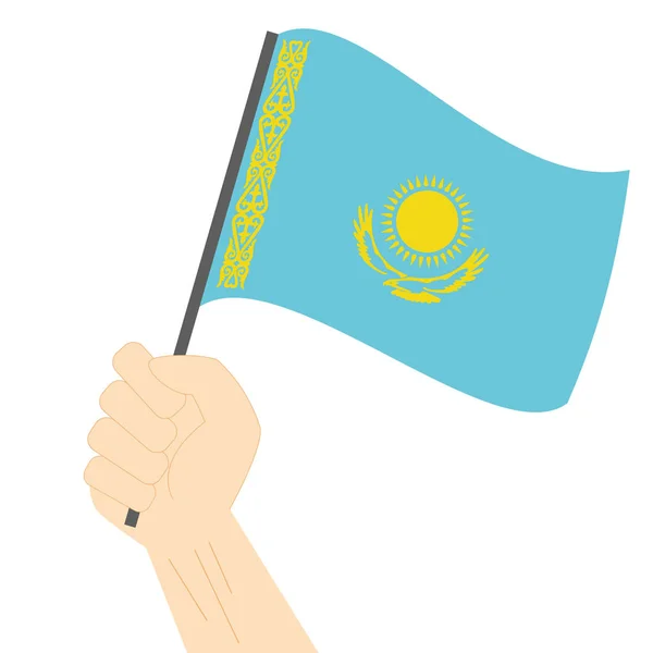 Сторони-Холдинг і підвищення Національний прапор Казахстану — стоковий вектор