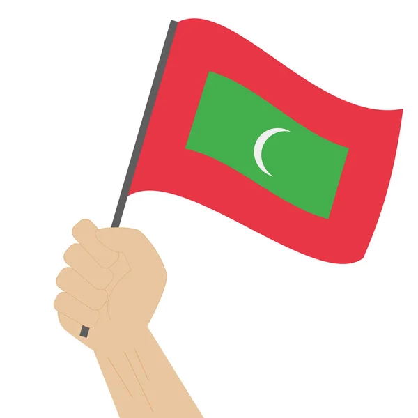 Сторони-Холдинг і підвищення Національний прапор Мальдіви — стоковий вектор
