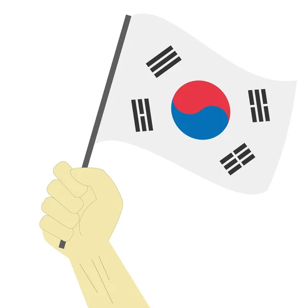 Сторони-Холдинг і підвищення Національний Прапор Південної Кореї — стоковий вектор