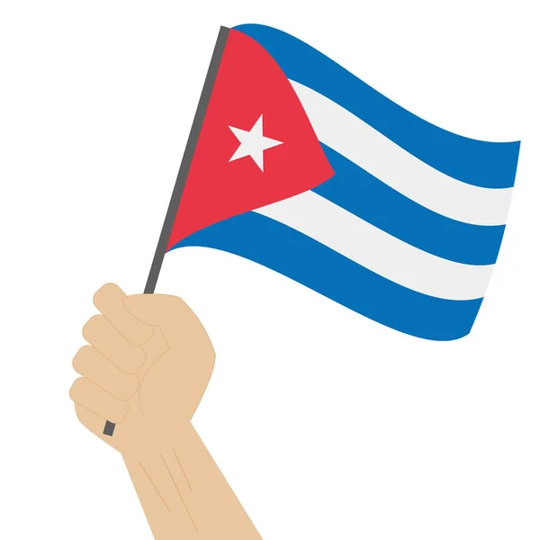 Levantando y sosteniendo la bandera nacional de Cuba — Archivo Imágenes Vectoriales