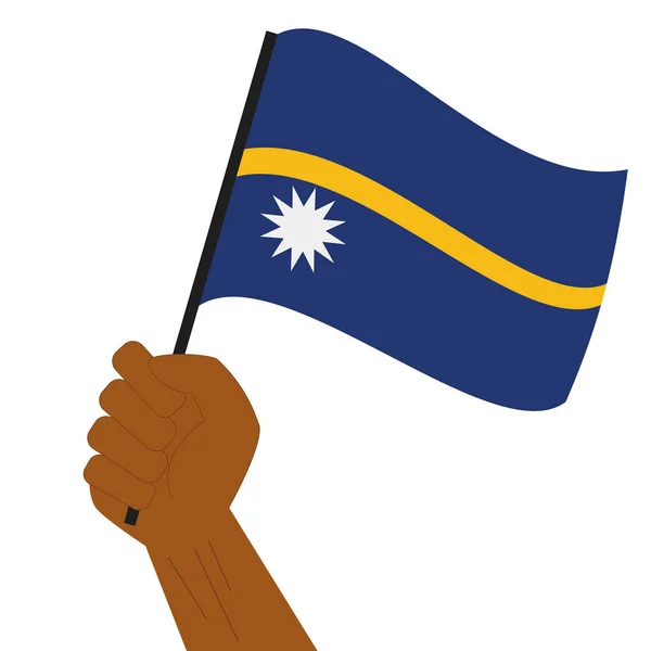 Сторони-Холдинг і підвищення Національний прапор Науру — стоковий вектор