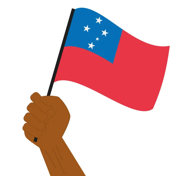 Сторони-Холдинг і підвищення Національний прапор Самоа — стоковий вектор