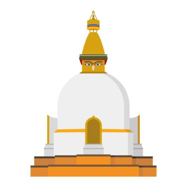 Bir Budist Stupa sevimli çizgi vektör çizim