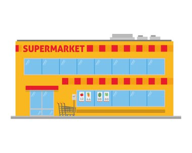 Sevimli çizgi vektör çizim bir süpermarket