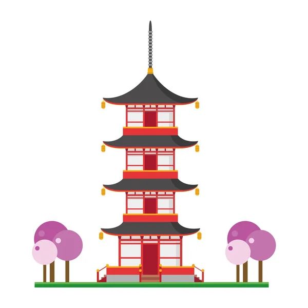 Милий мультфільм Векторні ілюстрації буддійських Pagoda — стоковий вектор