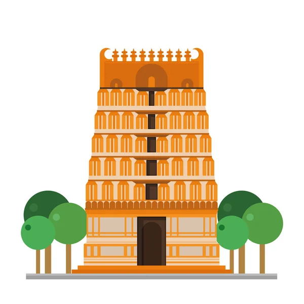 Cute cartoon vector illustration of a Hinduist Temple — Stock Vector