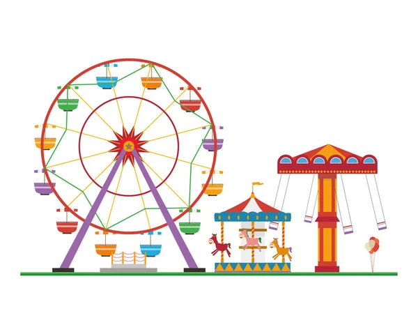 Lindo vector de dibujos animados ilustración de un parque de atracciones — Archivo Imágenes Vectoriales