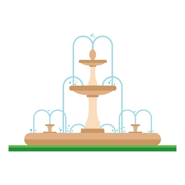 공원에서 분수의 귀여운 만화 벡터 일러스트 레이 션 — 스톡 벡터