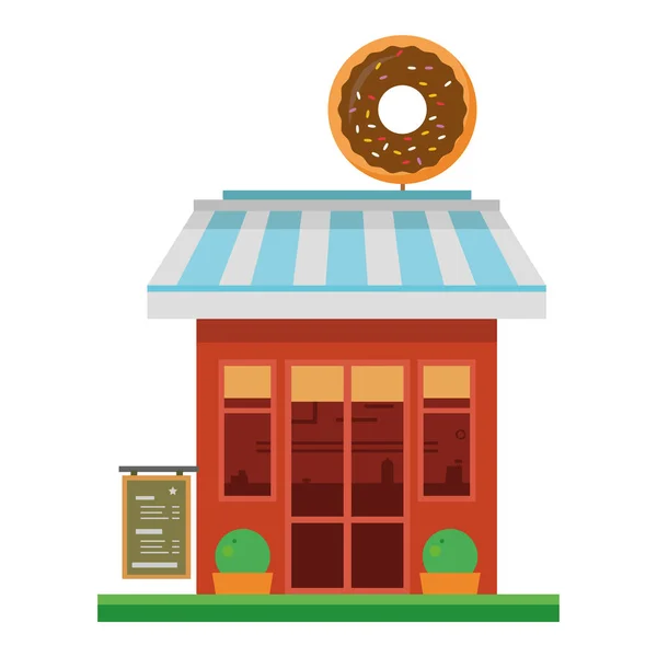 Desenho animado bonito ilustração vetorial de uma loja de donuts — Vetor de Stock