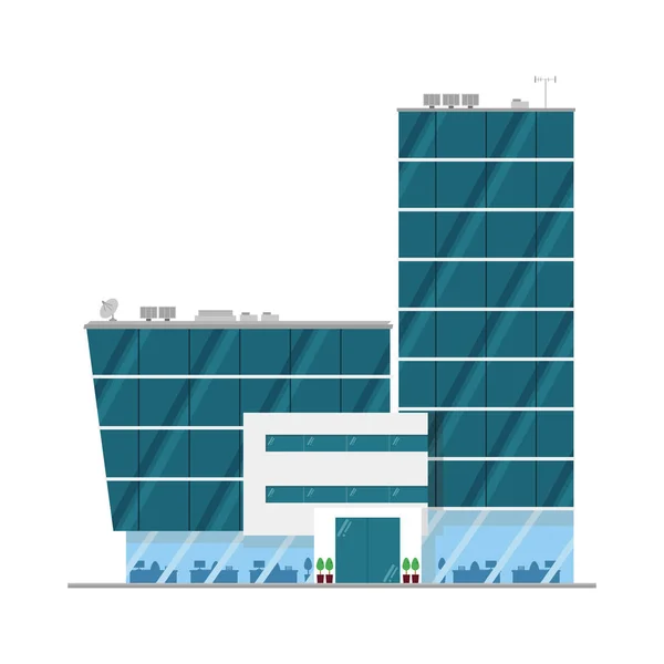 Carino fumetto vettoriale illustrazione di un edificio per uffici — Vettoriale Stock