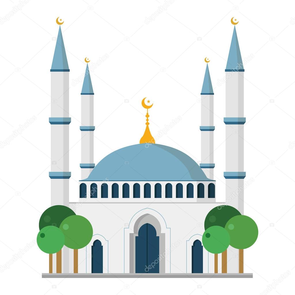 Cute cartoon vector illustration of a mosque