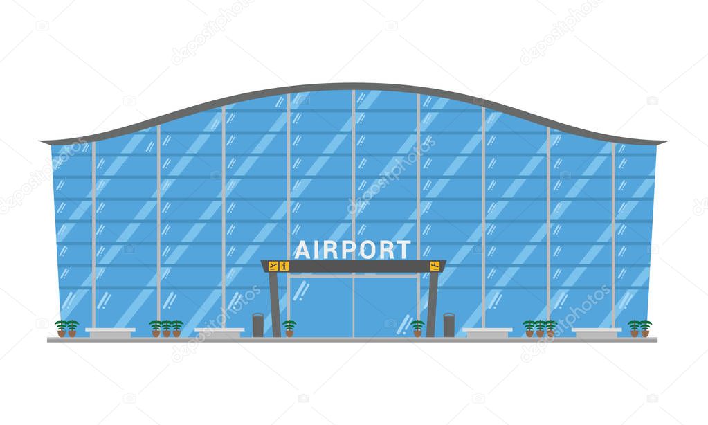 Cute cartoon vector illustration of an airport