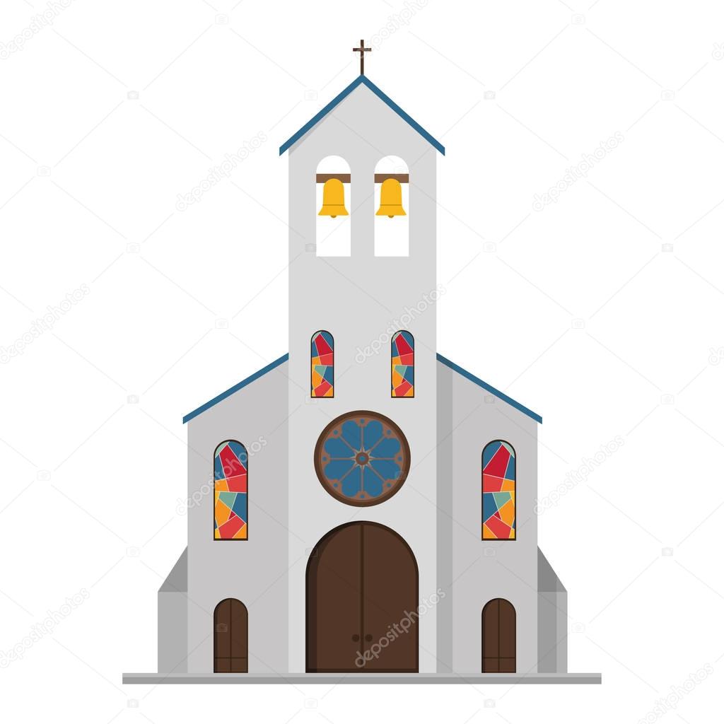 Cute cartoon vector illustration of a church