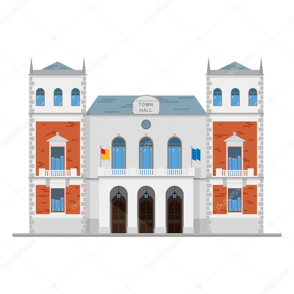 Cute cartoon vector illustration of a town hall