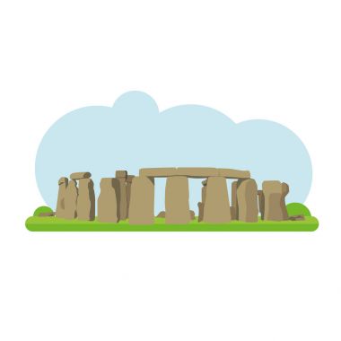 Stonehenge vektör çizim düz stil ve izole üzerinde beyaz arka plan