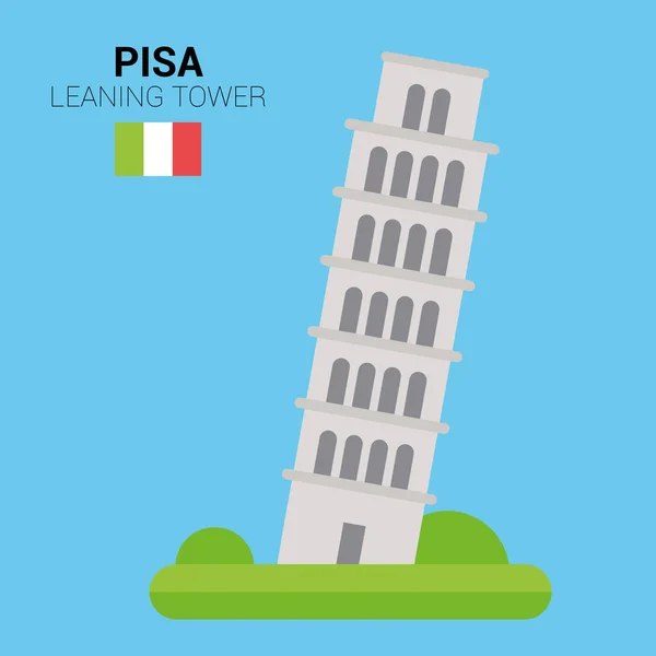 Anıtlar ve simge vektör toplama: Leaning Tower of Pisa. — Stok Vektör