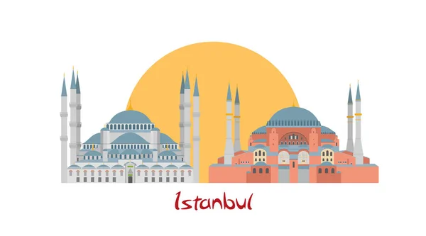 Istanbul Banner Illustration mit blauer Moschee und Hagia sophia — Stockvektor