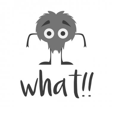 Komik canavar vektör çizim metin ünlem ile beyaz arka plan. İzole.