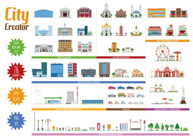 City Creator Full Collection with 76 elements clipart