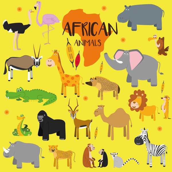 Vector illustration set of African animals.