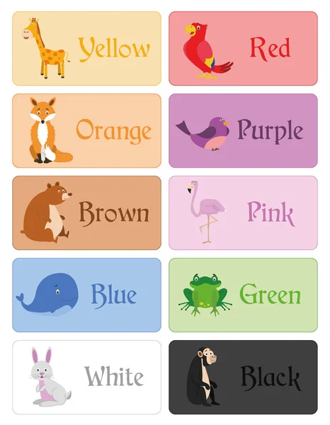 Noms de couleur vocabulaire pour l'enseignement primaire — Image vectorielle