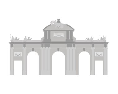 Alcala Gate, Madrid, İspanya. Beyaz arka plan vektör illüstrasyon izole.