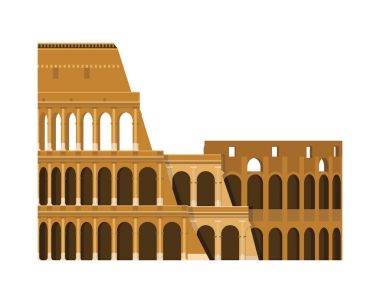 Kolezyum, Roma, İtalya. Beyaz arka plan vektör illüstrasyon izole.