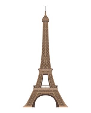 Eyfel Kulesi, Paris, Fransa. Beyaz arka plan vektör illüstrasyon izole.