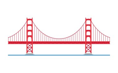 Golden Gate Köprüsü, San Francisco, ABD. Beyaz arka plan vektör illüstrasyon izole.