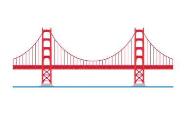Golden Gate Bridge, San Francisco, USA. Isolated on white background vector illustration. clipart
