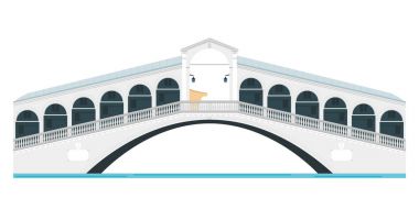 Rialto Köprüsü, Venedik, İtalya. Beyaz arka plan vektör illüstrasyon izole.
