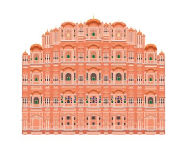Hawa Mahal, Jaipur, India. Isolated on white background vector illustration. clipart