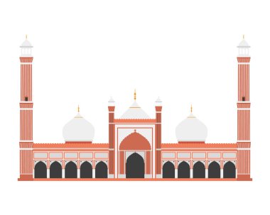 Kırmızı Kale, Delhi, Hindistan. Beyaz arka plan vektör illüstrasyon izole.