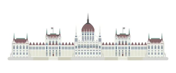 Budapeşte Parlamentosu, Macaristan. Beyaz arka plan vektör illüstrasyon izole. — Stok Vektör