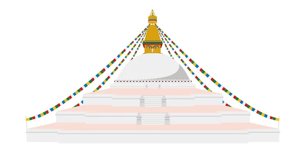 Boudhanath Stupa, Kathmandu, Nepal. Isolated on white background vector illustration. — Stock Vector