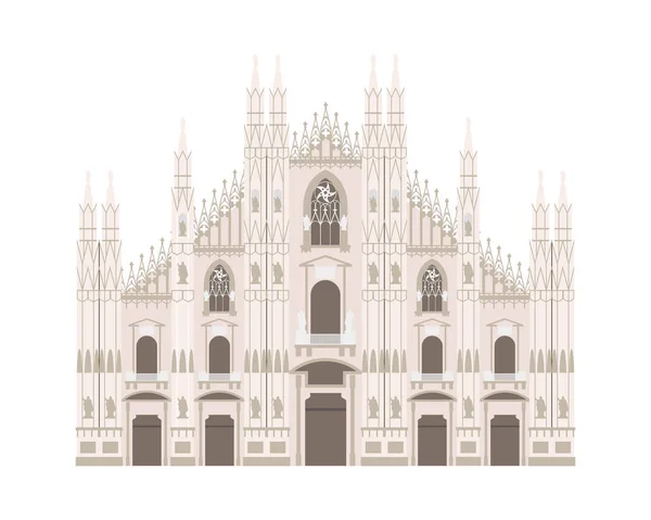 Catedral de Milão, Itália. Isolado em fundo branco ilustração vetorial . — Vetor de Stock