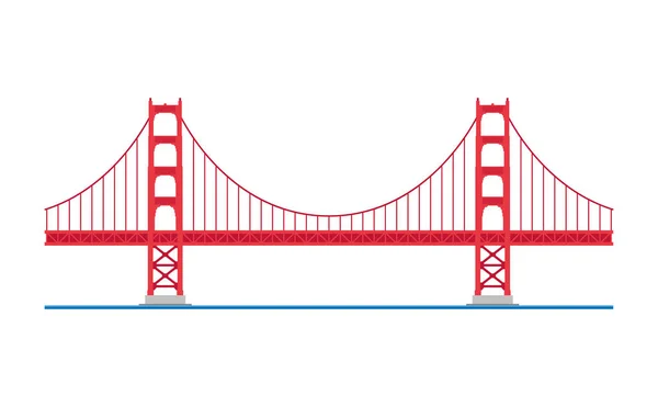 Golden Gate Köprüsü, San Francisco, ABD. Beyaz arka plan vektör illüstrasyon izole. — Stok Vektör