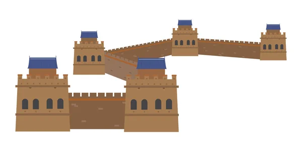 Grote muur, China. Geïsoleerd op een witte achtergrond vectorillustratie. — Stockvector