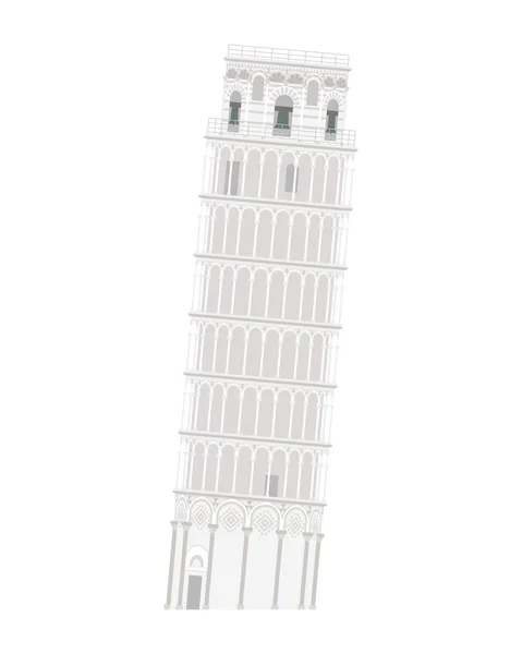 Pisa Torre Inclinada, Itália. Isolado em fundo branco ilustração vetorial . — Vetor de Stock