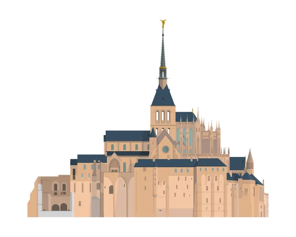 Mount Saint Michel, Frankrijk. Geïsoleerd op een witte achtergrond vectorillustratie. — Stockvector