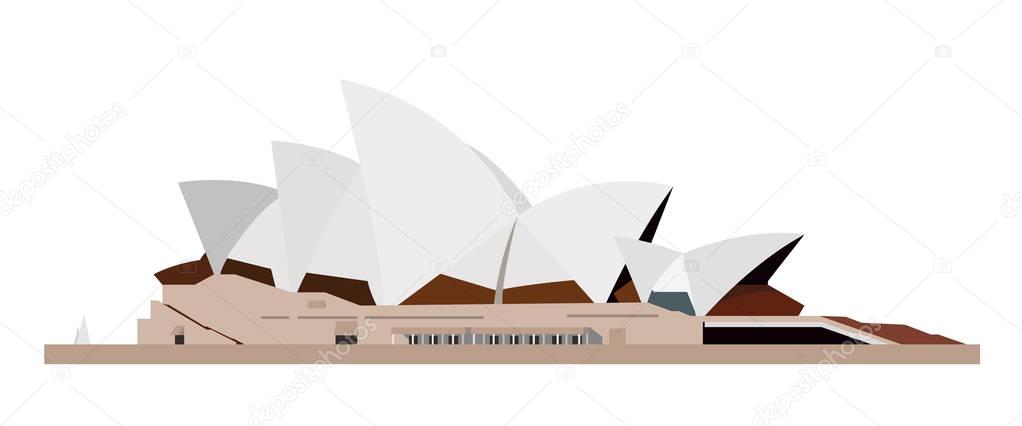 Opera, Sidney, Australia. Isolated on white background vector illustration.