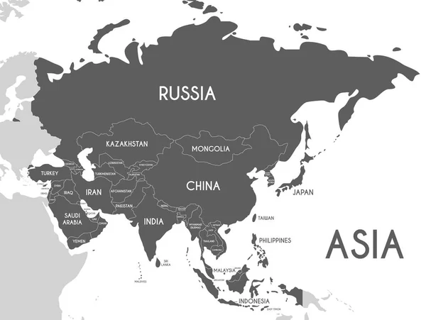 Politiska Asien karta vektorillustration isolerade på vit backgro — Stock vektor