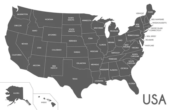 米国はマップするベクトル図が白い背景で隔離。Editab — ストックベクタ