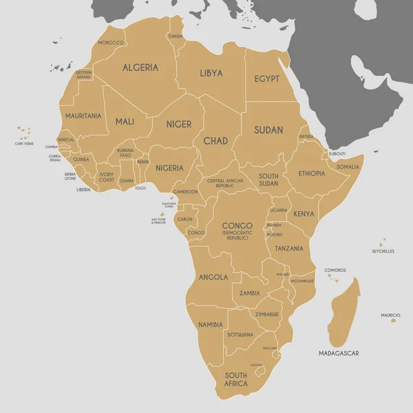 Africa politica Mappa vettoriale illustrazione. Livelli modificabili e chiaramente etichettati . — Vettoriale Stock