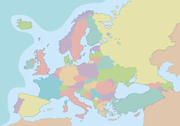 Mapa político da Europa com cores diferentes para cada país. Ilustração vetorial . — Vetor de Stock