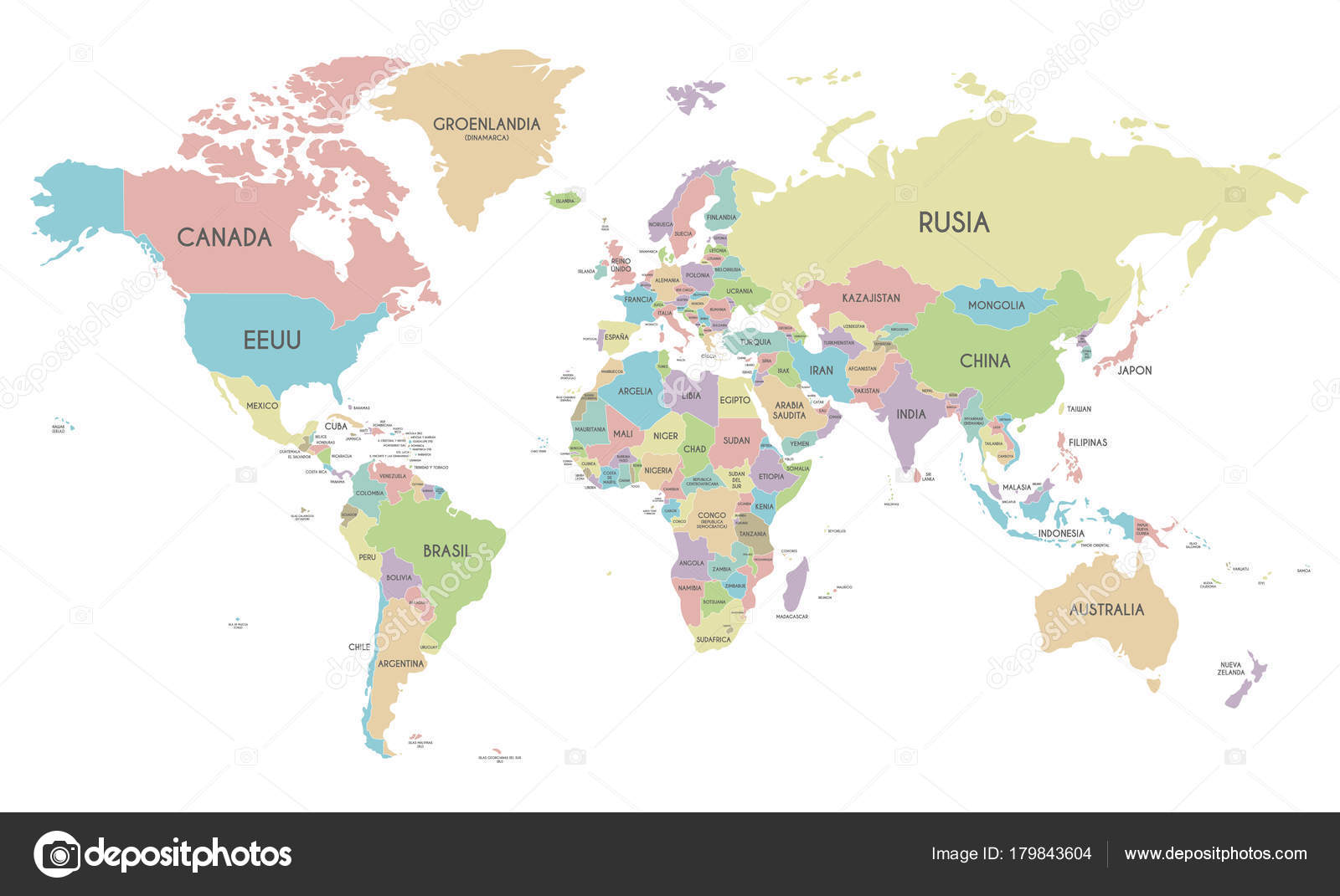 Illustration De Vecteur Carte Du Monde Politique Isolée Sur