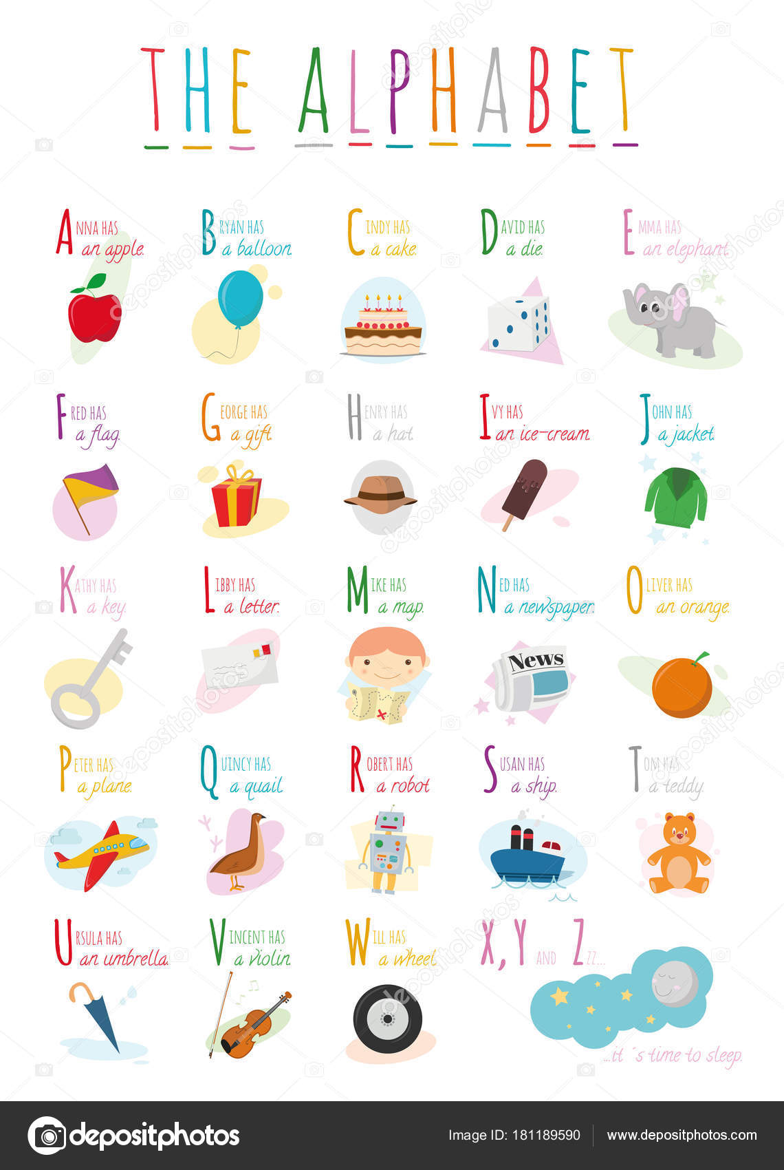 Cute Cartoon Things Cute Cartoon Illustrated Alphabet With Names And Objects English Alphabet Learn To Read Isolated Vector Illustration Stock Vector C Asantosg