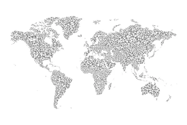Карта мира с низким поли на серых и белых тонах — стоковый вектор