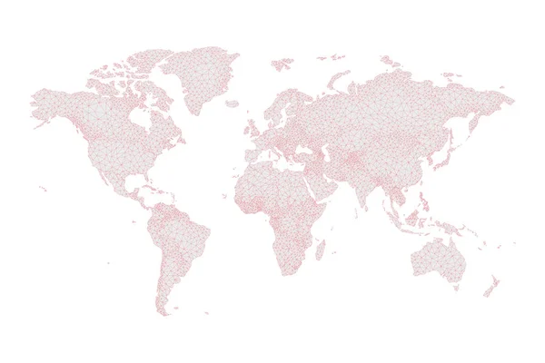 Χαμηλή Poly παγκόσμιο χάρτη σε κόκκινο και γκρι — Διανυσματικό Αρχείο